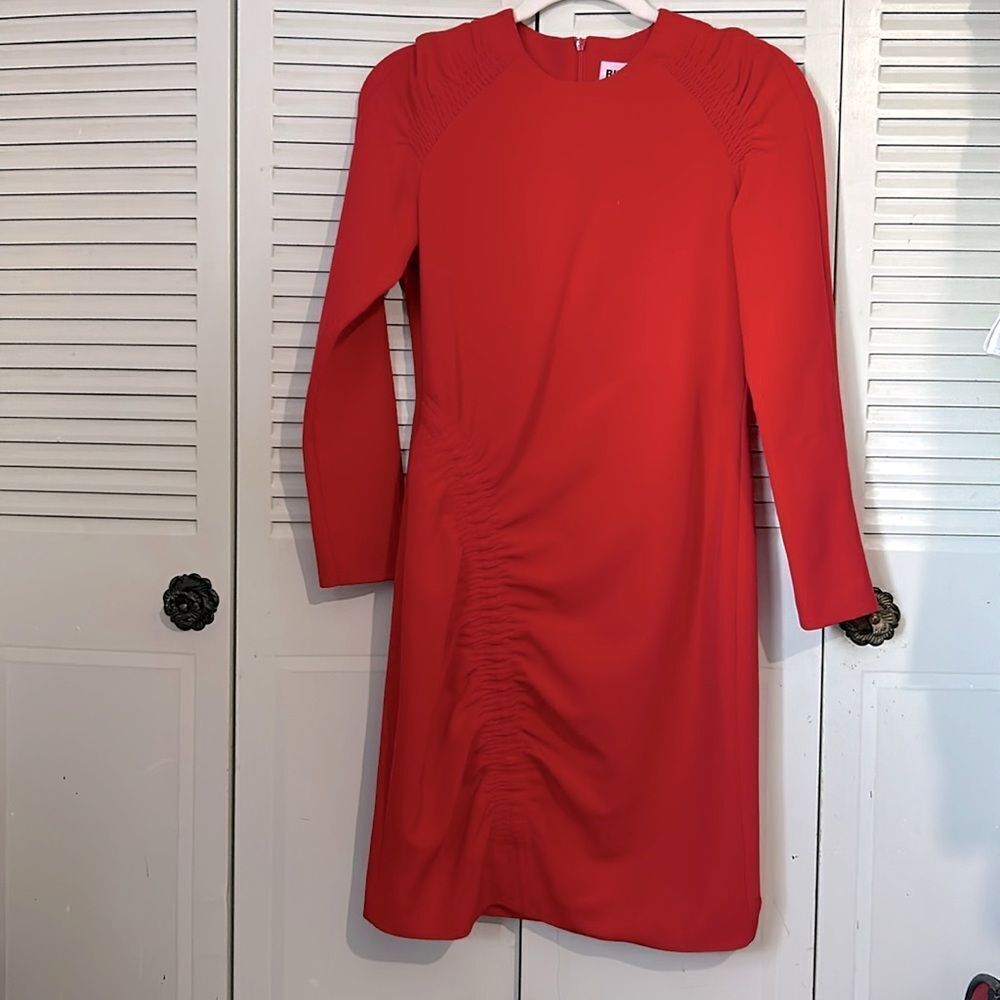 Bimba y Lola Red Long Sleeve Crewneck Minimalist Dress Size S